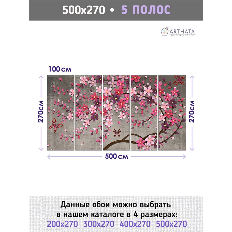 Фотообои для интерьера - 500х270см из 5и полос. Обои для стен, оформление спальни, детской комнаты, кухни, гостинной.