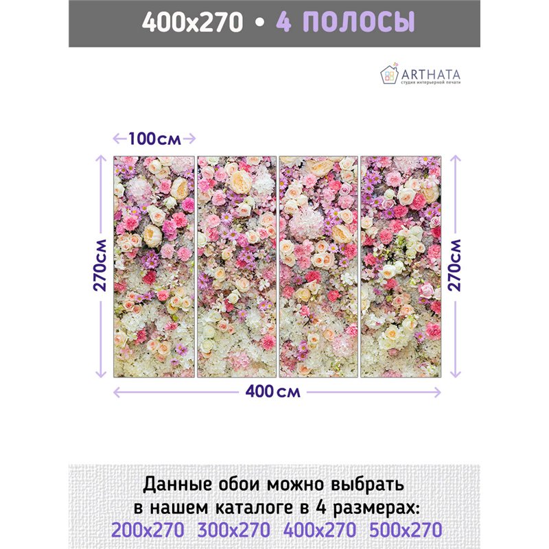 Фотообои для интерьера - 400х270см из 4х полос. Обои для стен, оформление спальни, детской комнаты, кухни, гостинной.