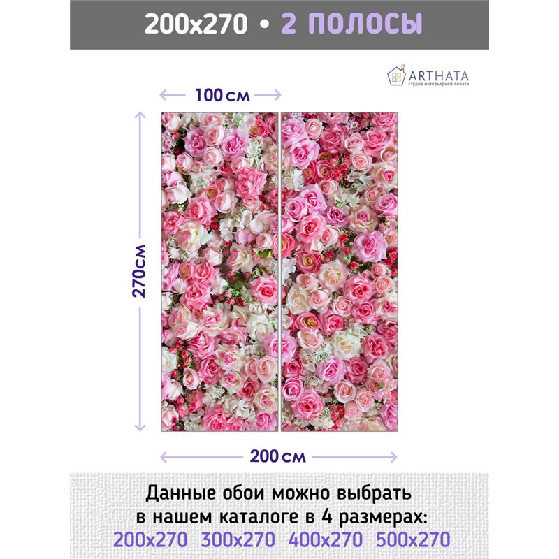 Фотообои для интерьера - 200х270см из 2х полос. Обои для стен, оформление спальни, детской комнаты, кухни, гостинной.