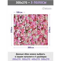 Фотообои для интерьера - 300х270см из 3х полос. Обои для стен, оформление спальни, детской комнаты, кухни, гостинной.