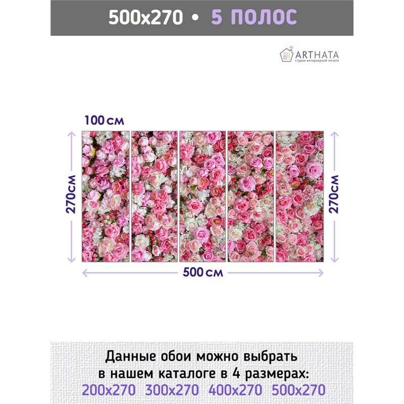 Фотообои для интерьера - 500х270см из 5и полос. Обои для стен, оформление спальни, детской комнаты, кухни, гостинной.