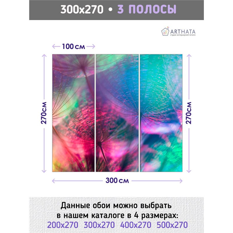 Фотообои для интерьера - 300х270см из 3х полос. Обои для стен, оформление спальни, детской комнаты, кухни, гостинной.