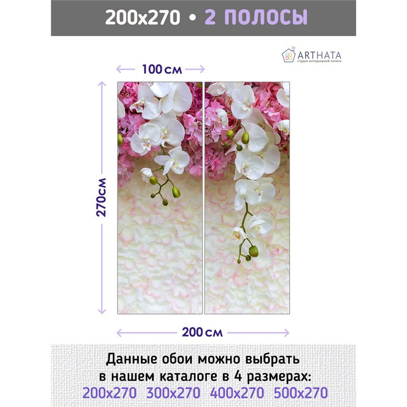 Фотообои для интерьера - 200х270см из 2х полос. Обои для стен, оформление спальни, детской комнаты, кухни, гостинной.