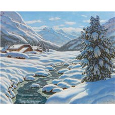 Картина на холсте по фото Модульные картины Печать портретов на холсте Снежный зимний пейзаж в горах