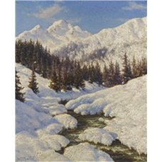 Картина на холсте по фото Модульные картины Печать портретов на холсте Ручей в снегу