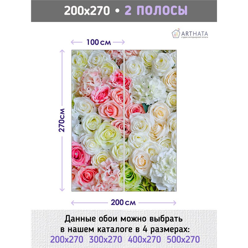 Фотообои для интерьера - 200х270см из 2х полос. Обои для стен, оформление спальни, детской комнаты, кухни, гостинной.