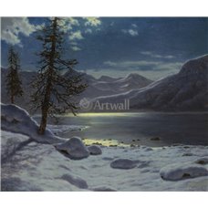 Картина на холсте по фото Модульные картины Печать портретов на холсте Озеро под луной, зима