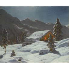 Картина на холсте по фото Модульные картины Печать портретов на холсте Лунный зимний пейзаж