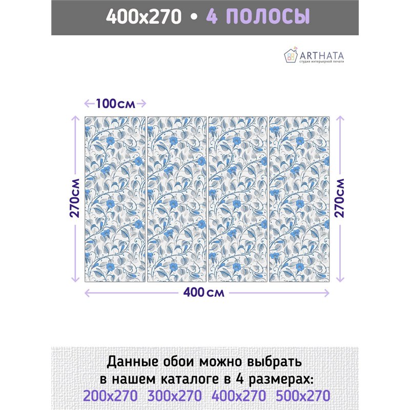 Фотообои для интерьера - 400х270см из 4х полос. Обои для стен, оформление спальни, детской комнаты, кухни, гостинной.
