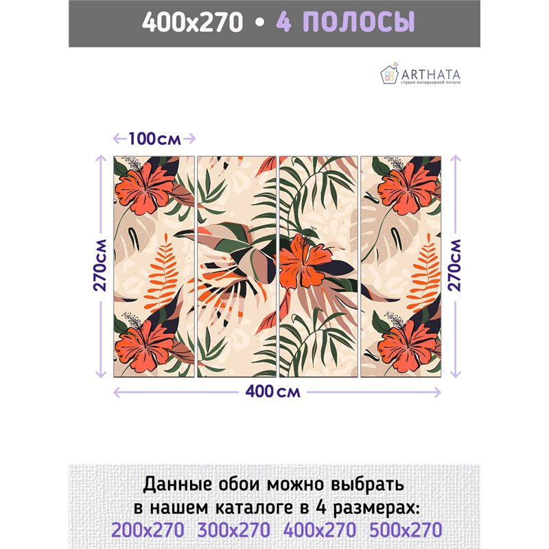 Фотообои для интерьера - 400х270см из 4х полос. Обои для стен, оформление спальни, детской комнаты, кухни, гостинной.