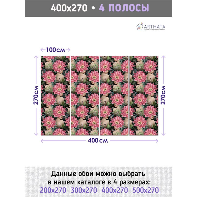 Фотообои для интерьера - 400х270см из 4х полос. Обои для стен, оформление спальни, детской комнаты, кухни, гостинной.