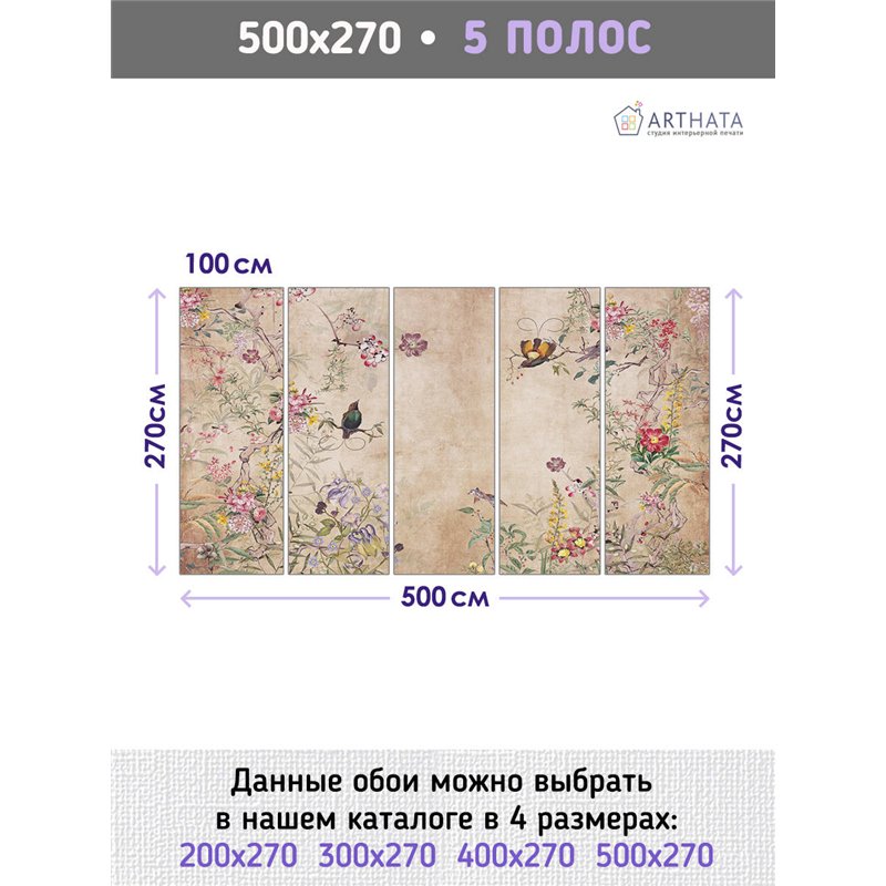 Фотообои для интерьера - 500х270см из 5и полос. Обои для стен, оформление спальни, детской комнаты, кухни, гостинной.