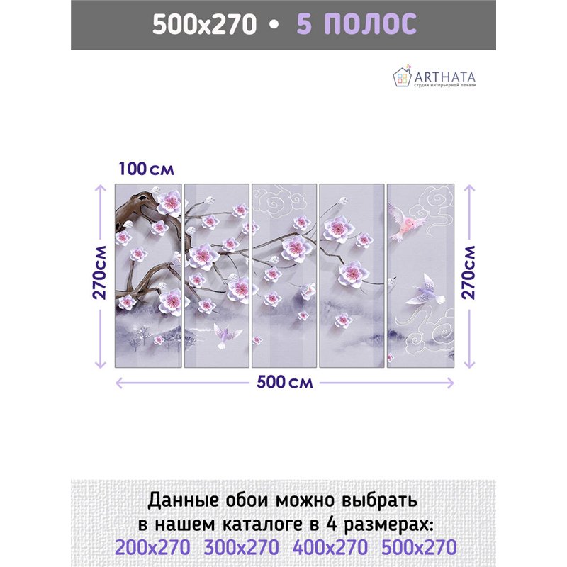 Фотообои для интерьера - 500х270см из 5и полос. Обои для стен, оформление спальни, детской комнаты, кухни, гостинной.