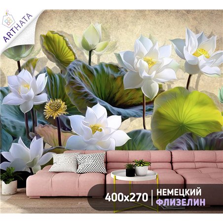 Фотообои для интерьера - 400х270см из 4х полос. Обои для стен, оформление спальни, детской комнаты, кухни, гостинной.