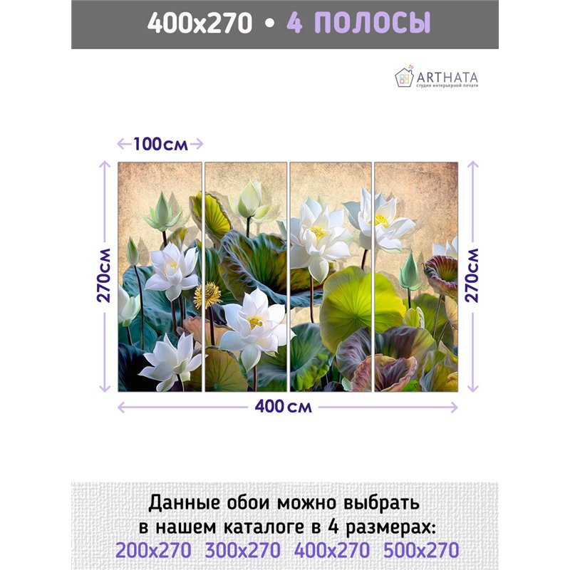 Фотообои для интерьера - 400х270см из 4х полос. Обои для стен, оформление спальни, детской комнаты, кухни, гостинной.