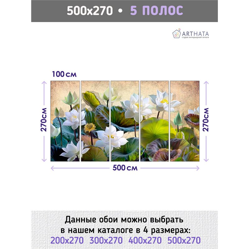 Фотообои для интерьера - 500х270см из 5и полос. Обои для стен, оформление спальни, детской комнаты, кухни, гостинной.