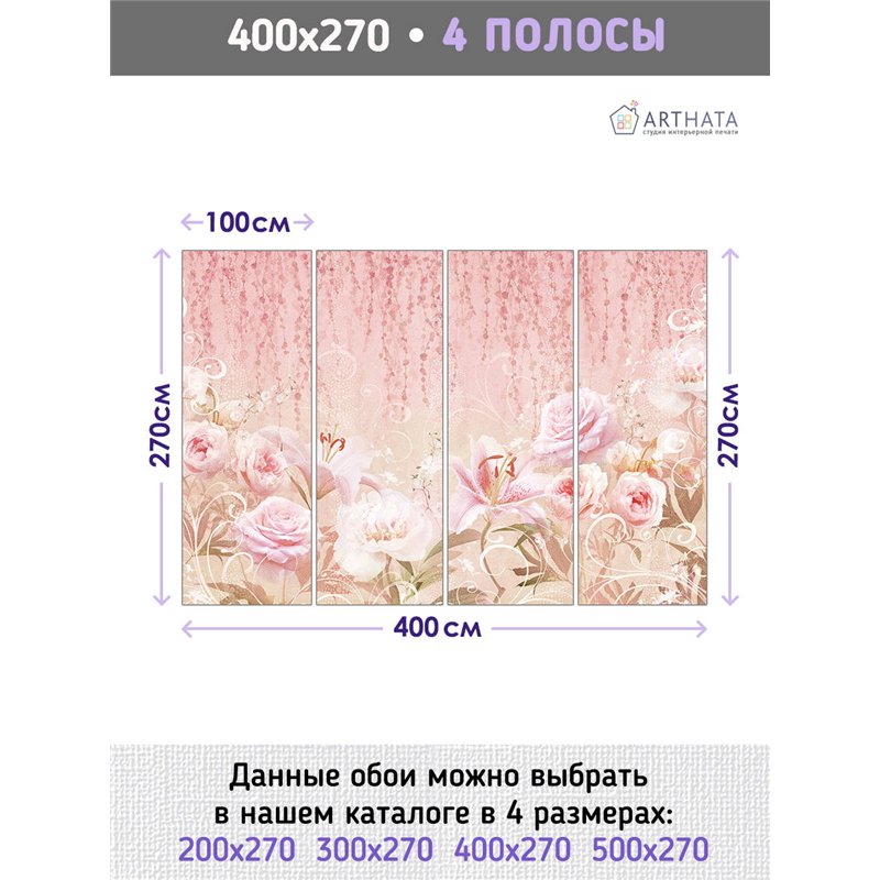 Фотообои для интерьера - 400х270см из 4х полос. Обои для стен, оформление спальни, детской комнаты, кухни, гостинной.