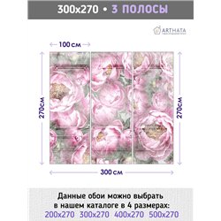 Фотообои для интерьера - 300х270см из 3х полос. Обои для стен, оформление спальни, детской комнаты, кухни, гостинной.