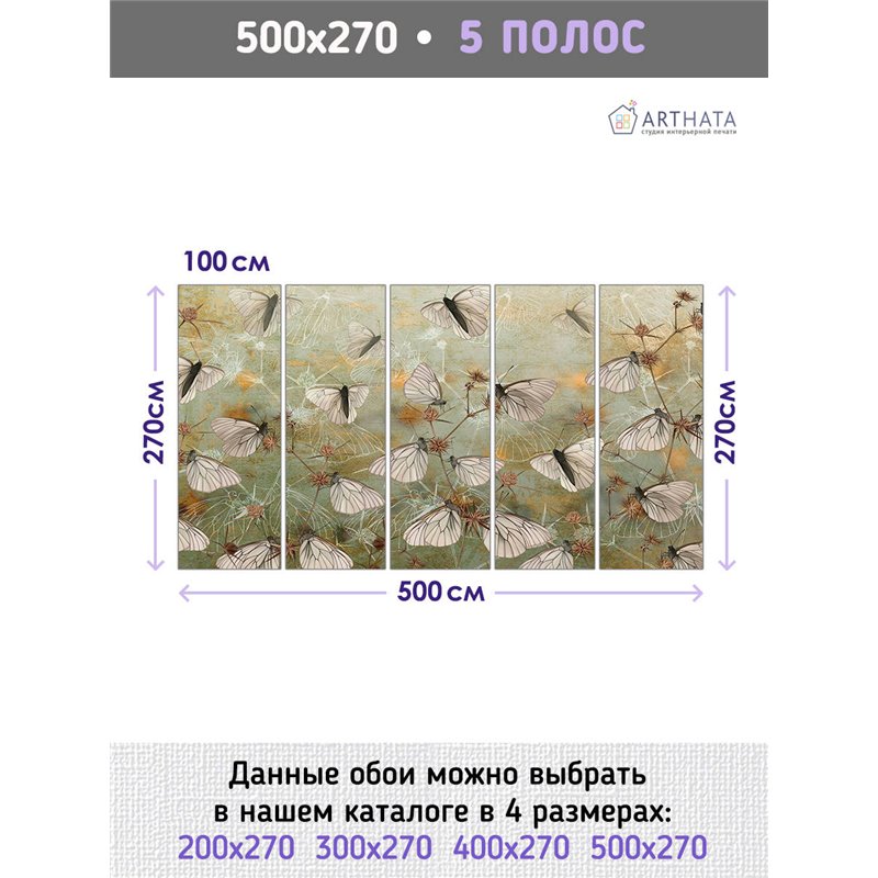 Фотообои для интерьера - 500х270см из 5и полос. Обои для стен, оформление спальни, детской комнаты, кухни, гостинной.