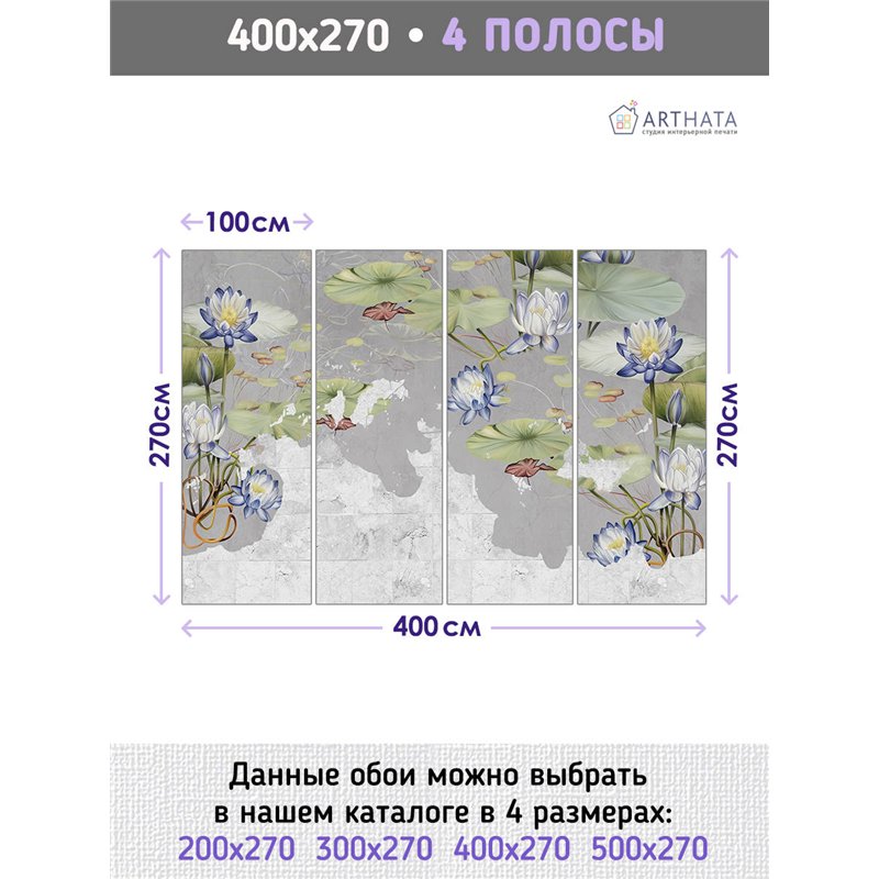 Фотообои для интерьера - 400х270см из 4х полос. Обои для стен, оформление спальни, детской комнаты, кухни, гостинной.
