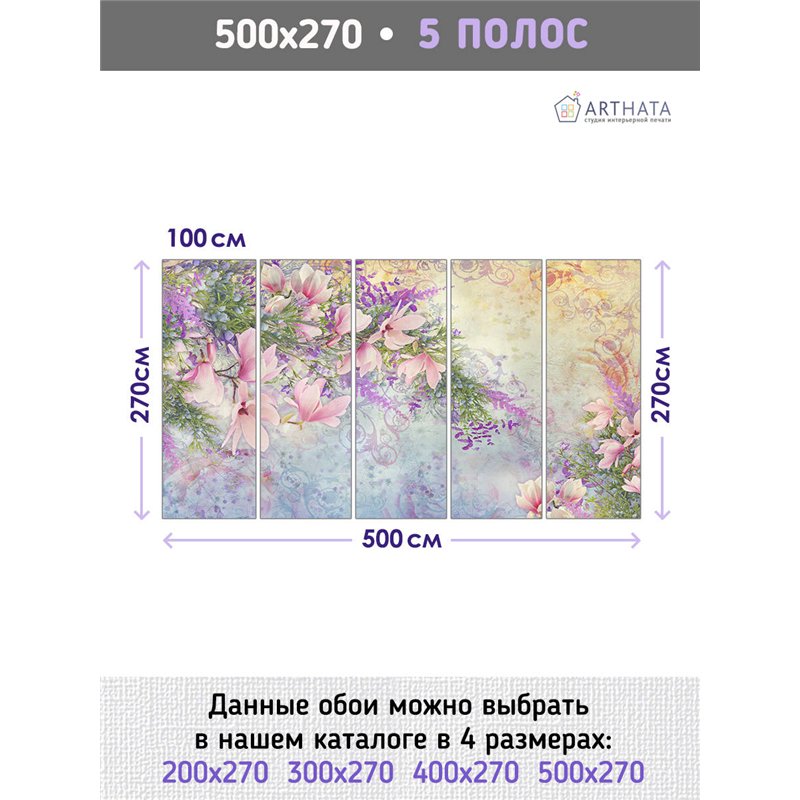 Фотообои для интерьера - 500х270см из 5и полос. Обои для стен, оформление спальни, детской комнаты, кухни, гостинной.