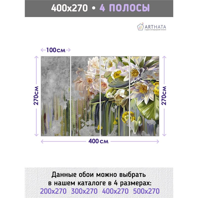 Фотообои для интерьера - 400х270см из 4х полос. Обои для стен, оформление спальни, детской комнаты, кухни, гостинной.