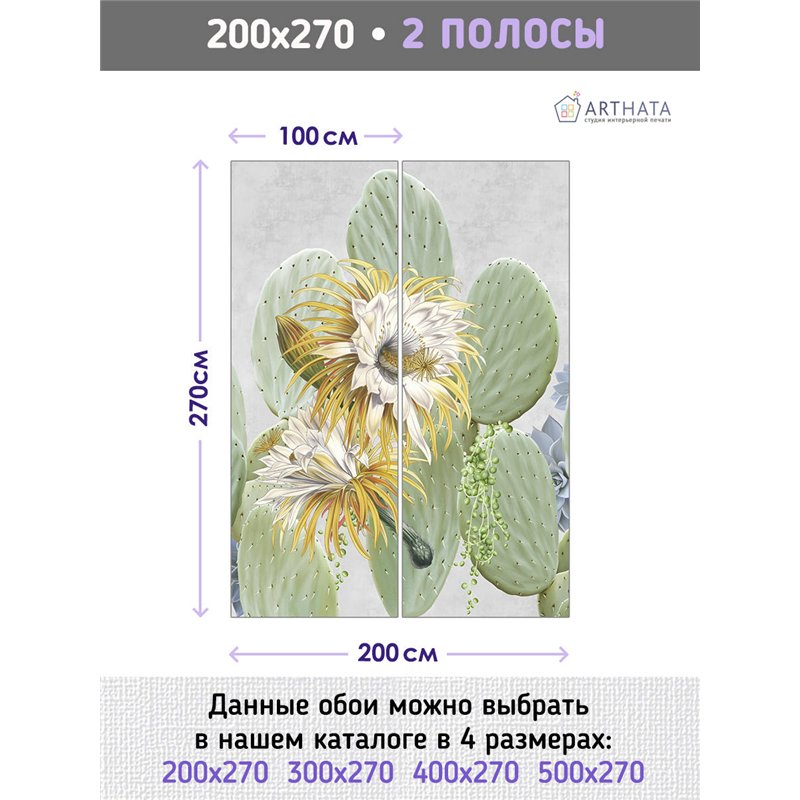 Фотообои для интерьера - 200х270см из 2х полос. Обои для стен, оформление спальни, детской комнаты, кухни, гостинной.