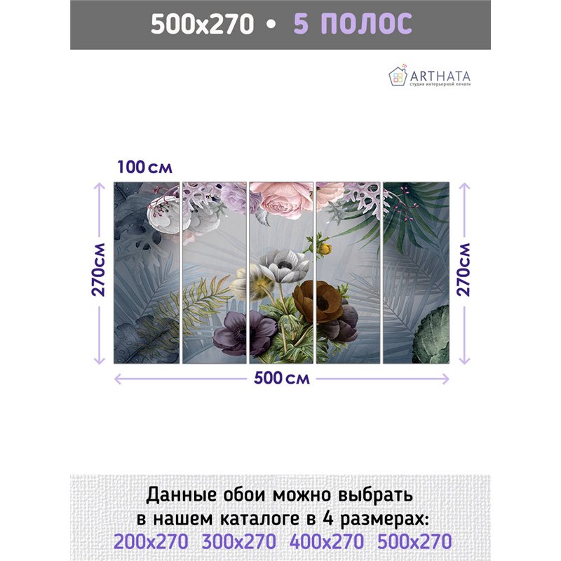 Фотообои для интерьера - 500х270см из 5и полос. Обои для стен, оформление спальни, детской комнаты, кухни, гостинной.