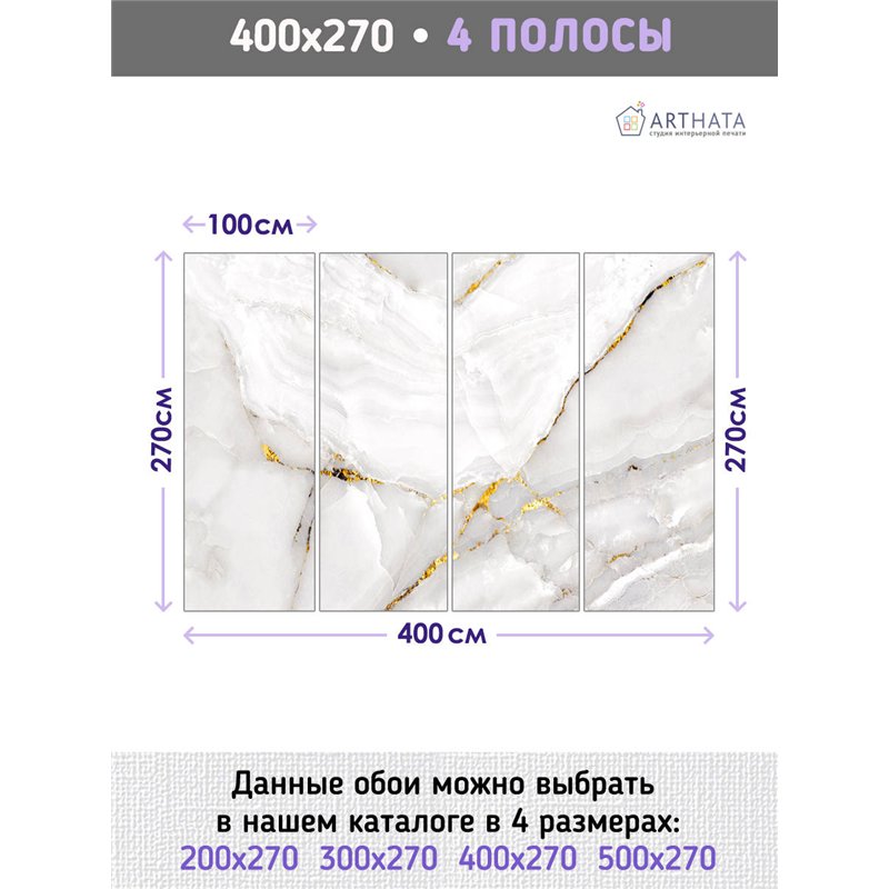 Фотообои для интерьера - 400х270см из 4х полос. Обои для стен, оформление спальни, детской комнаты, кухни, гостинной.
