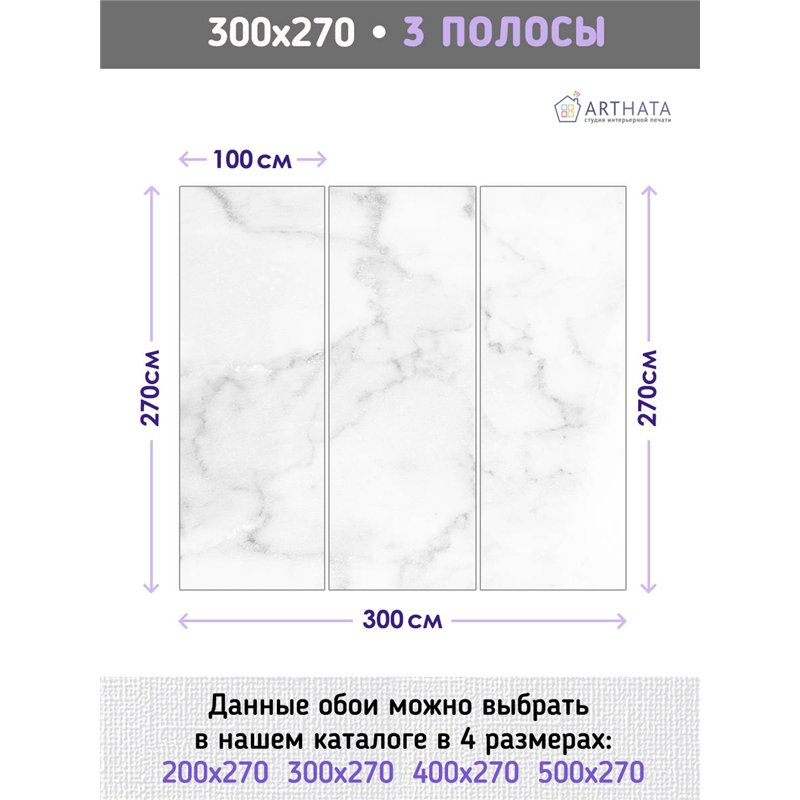 Фотообои для интерьера - 300х270см из 3х полос. Обои для стен, оформление спальни, детской комнаты, кухни, гостинной.