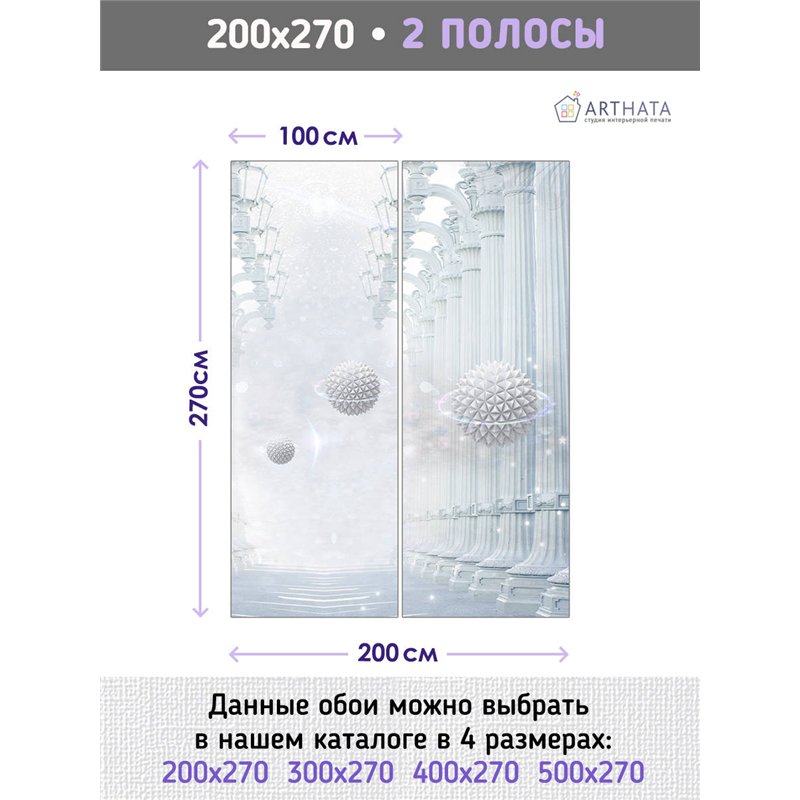 Фотообои для интерьера - 200х270см из 2х полос. Обои для стен, оформление спальни, детской комнаты, кухни, гостинной.