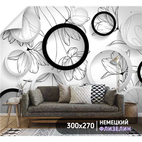 Фотообои для интерьера - 300х270см из 3х полос. Обои для стен, оформление спальни, детской комнаты, кухни, гостинной.
