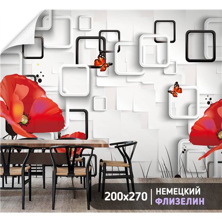 Фотообои для интерьера - 200х270см из 2х полос. Обои для стен, оформление спальни, детской комнаты, кухни, гостинной.