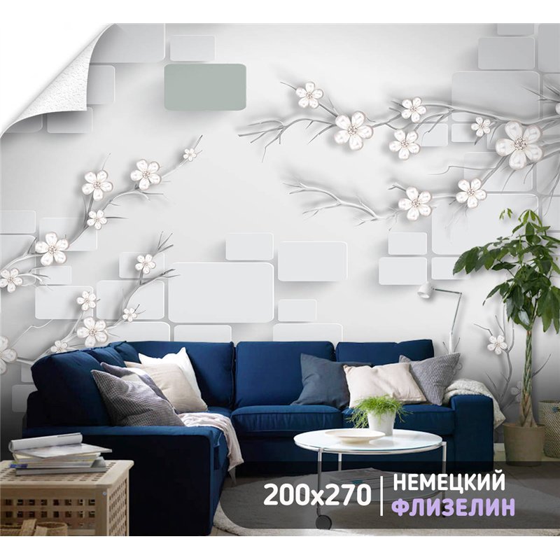 Фотообои для интерьера - 200х270см из 2х полос. Обои для стен, оформление спальни, детской комнаты, кухни, гостинной.