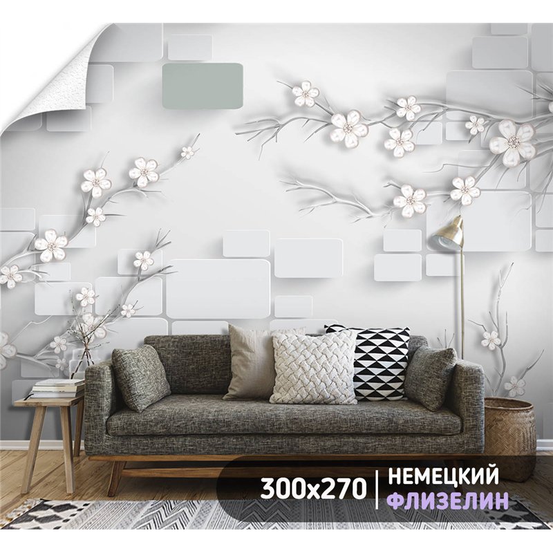 Фотообои для интерьера - 300х270см из 3х полос. Обои для стен, оформление спальни, детской комнаты, кухни, гостинной.