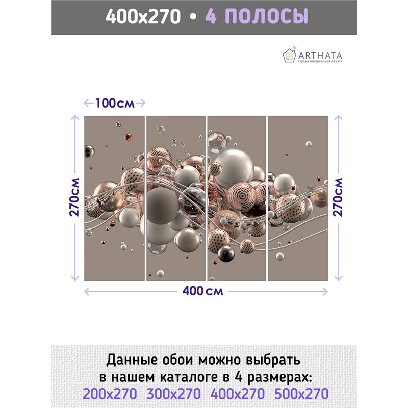 Фотообои для интерьера - 400х270см из 4х полос. Обои для стен, оформление спальни, детской комнаты, кухни, гостинной.