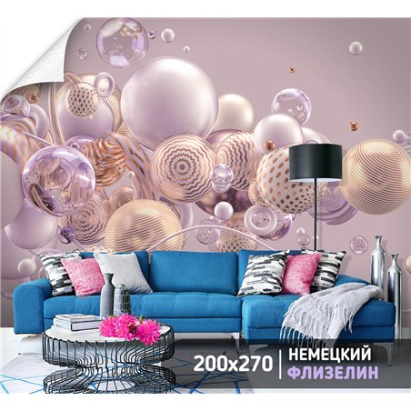 Фотообои для интерьера - 200х270см из 2х полос. Обои для стен, оформление спальни, детской комнаты, кухни, гостинной.
