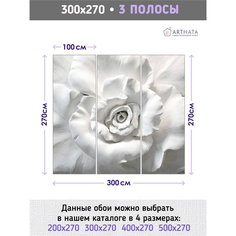 Фотообои для интерьера - 300х270см из 3х полос. Обои для стен, оформление спальни, детской комнаты, кухни, гостинной.