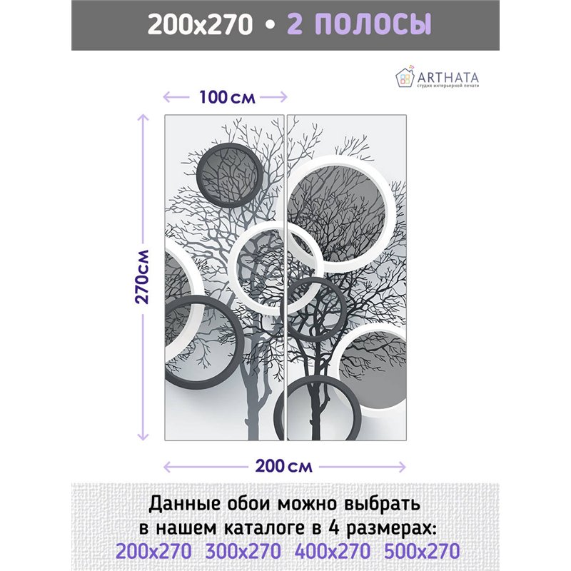 Фотообои для интерьера - 200х270см из 2х полос. Обои для стен, оформление спальни, детской комнаты, кухни, гостинной.