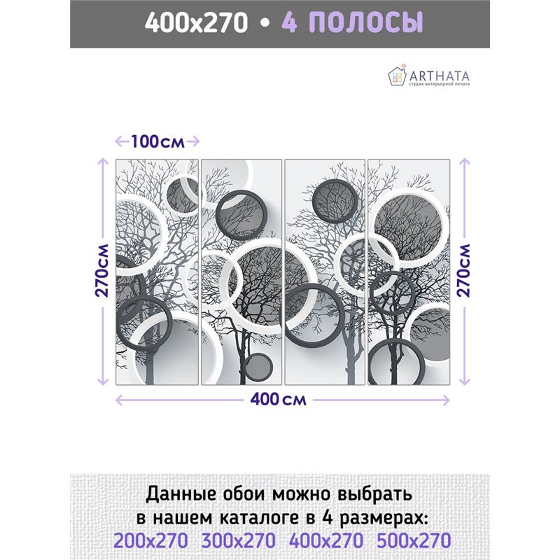 Фотообои для интерьера - 400х270см из 4х полос. Обои для стен, оформление спальни, детской комнаты, кухни, гостинной.