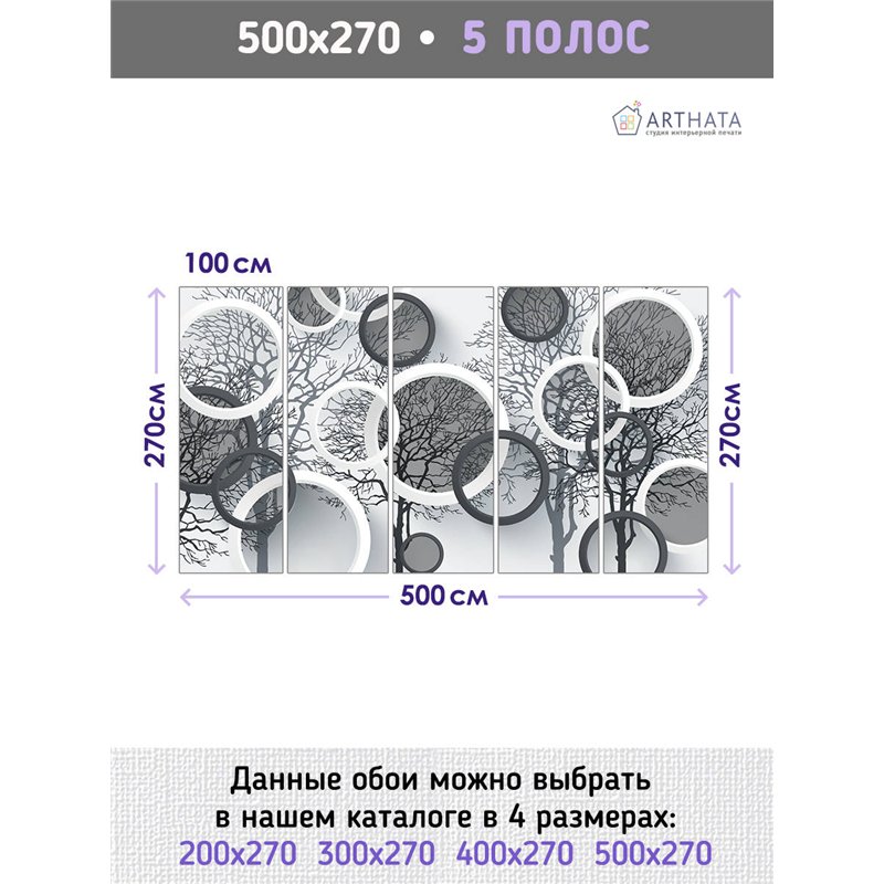 Фотообои для интерьера - 500х270см из 5и полос. Обои для стен, оформление спальни, детской комнаты, кухни, гостинной.