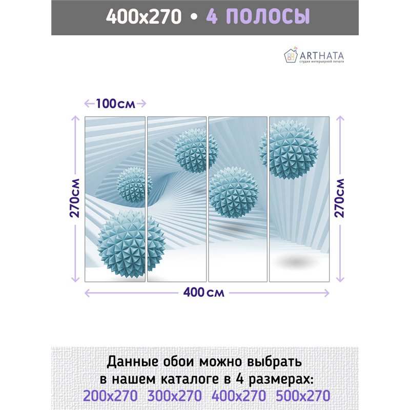 Фотообои для интерьера - 400х270см из 4х полос. Обои для стен, оформление спальни, детской комнаты, кухни, гостинной.
