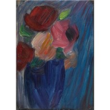 Картина на холсте по фото Модульные картины Печать портретов на холсте Большой натюрморт, розы в ультрамариновой вазе