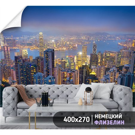 Фотообои для зала Город ночью 400 для оформления стен в коридоре