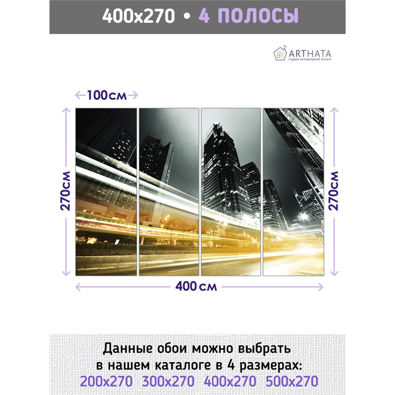 Фотообои для кухни моющиеся ночной город 400х270 см флизелиновые с виниловым покрытием