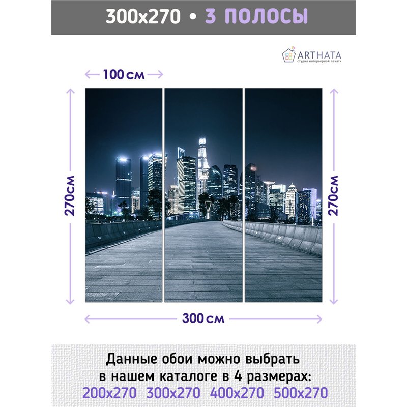 Фотообои в гостиную ночной город и мост 300х270 см интерьерные