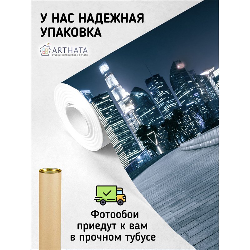 Фотообои в гостиную ночной город и мост 500х270 см интерьерные