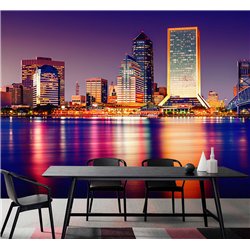 Фотообои на стену ночной город 500х270 см для оформления стен в коридоре