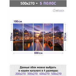 Фотообои в коридор ночной мост 500х270 см интерьерные