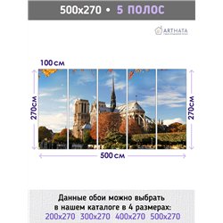 Фотообои Собор ПарижскойБогоматери 500х270 см для оформления стен в коридоре